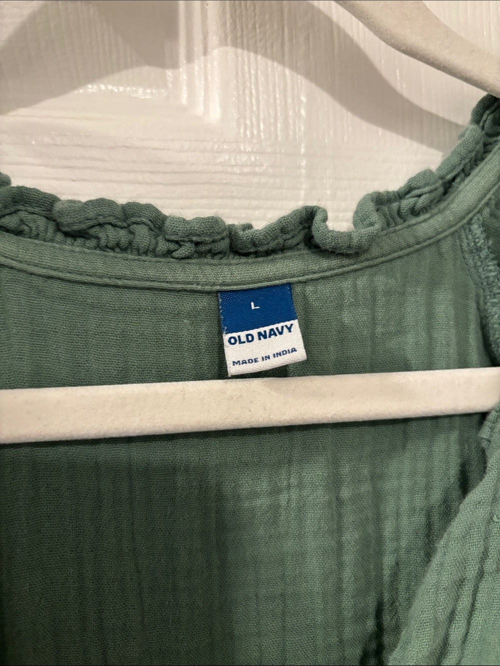 Old Navy Sage Green Gauze Smock Dress - Picture 2 of 5